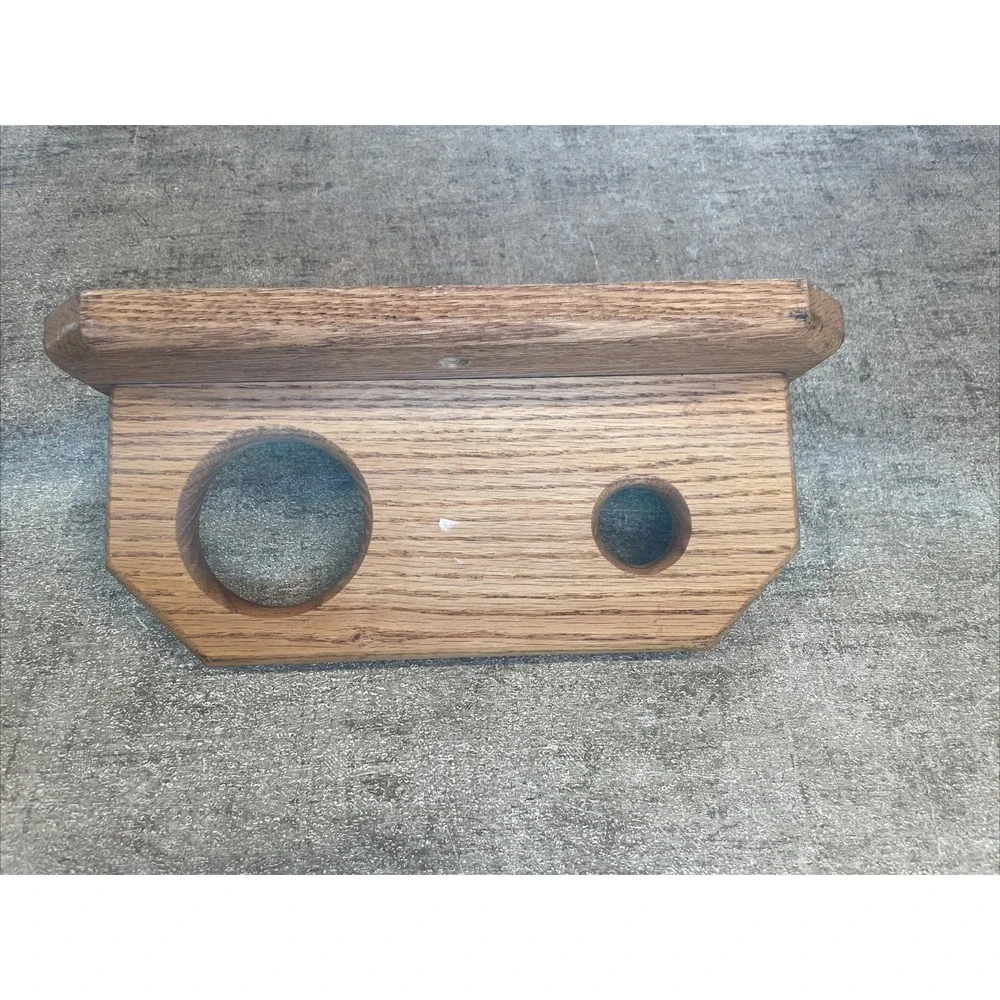 Vintage Gaylan Industries Solid Oak Wall Mount Hair Dryer Curling Iron Holder